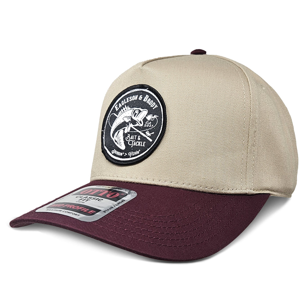 Drinkin' & Fishin' Curved Snapback Hat - Maroon